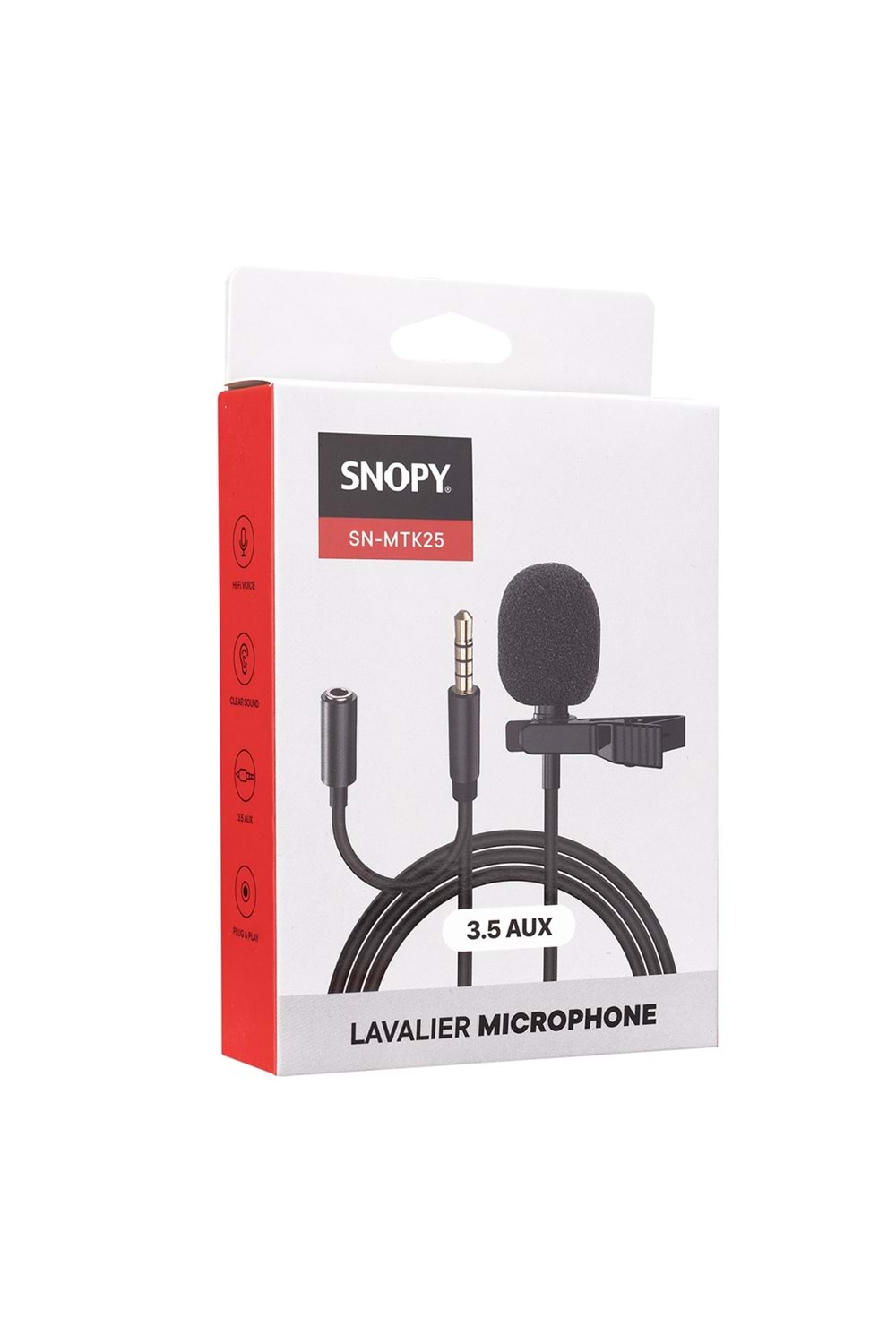 Snopy SN-MTK25 Lavalier Tiktok&Youtube Yaka Mikrofonu Siyah 3.5 Aux