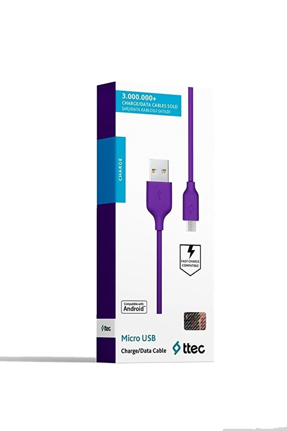 TTEC 2DK7530MR MICRO USB KABLOSU MOR