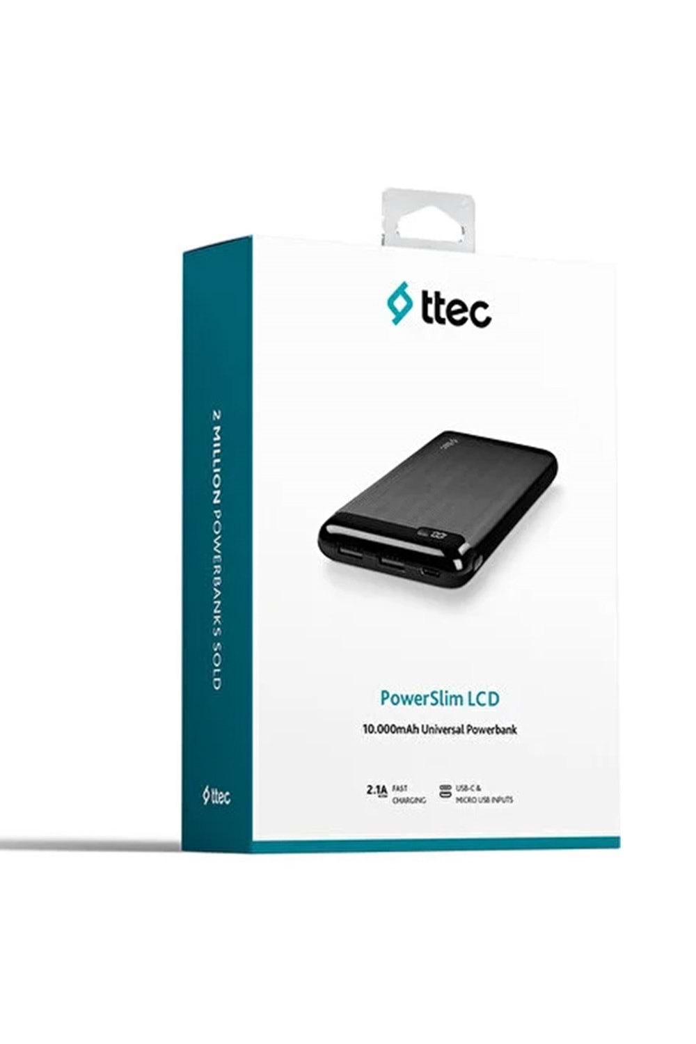 TTEC 2BB183S POWERSLIM LCD 10.000 MAH TASINABILIR SARJ ALETI / POWERBANK USB-C GIRIS/CIKIS SIYAH