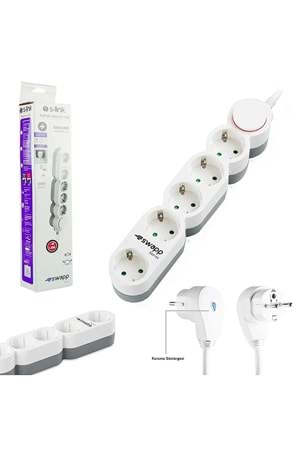 S-link Swapp SPG9J05 1.5m 3G1.5mm2 900 Joule 5Li Akım Kor. Priz Çoklayıcı