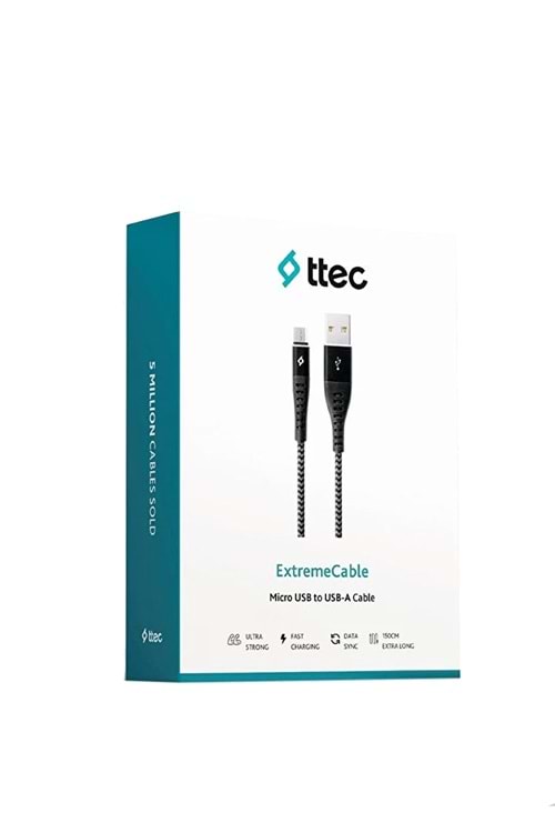 TTEC 2DKX03MS EXTREMECABLE EKSTRA DAYANIKLI MICRO USB SARJ KABLOSU SIYAH